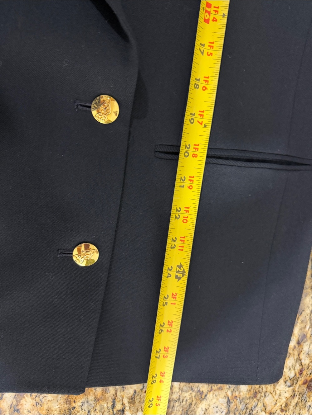 Vintage Austin Reed Black Wool Blazer Gold Button Double Breasted Jacket Size 8 - Picture 12 of 12